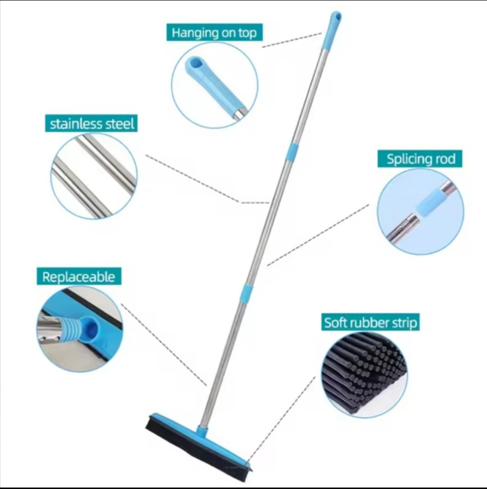 Rubber broom for pet hair and lint removal