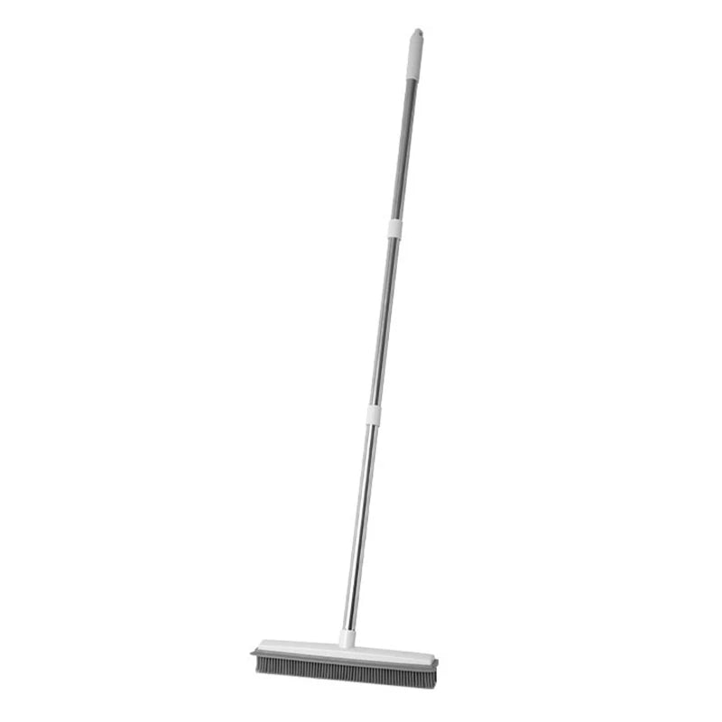 Rubber broom for pet hair and lint removal